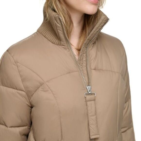 ANDREW MARC Pavia Quilted Faux Down Hooded Puffer Quilted Coat Tan Camel Size M - Picture 16 of 16